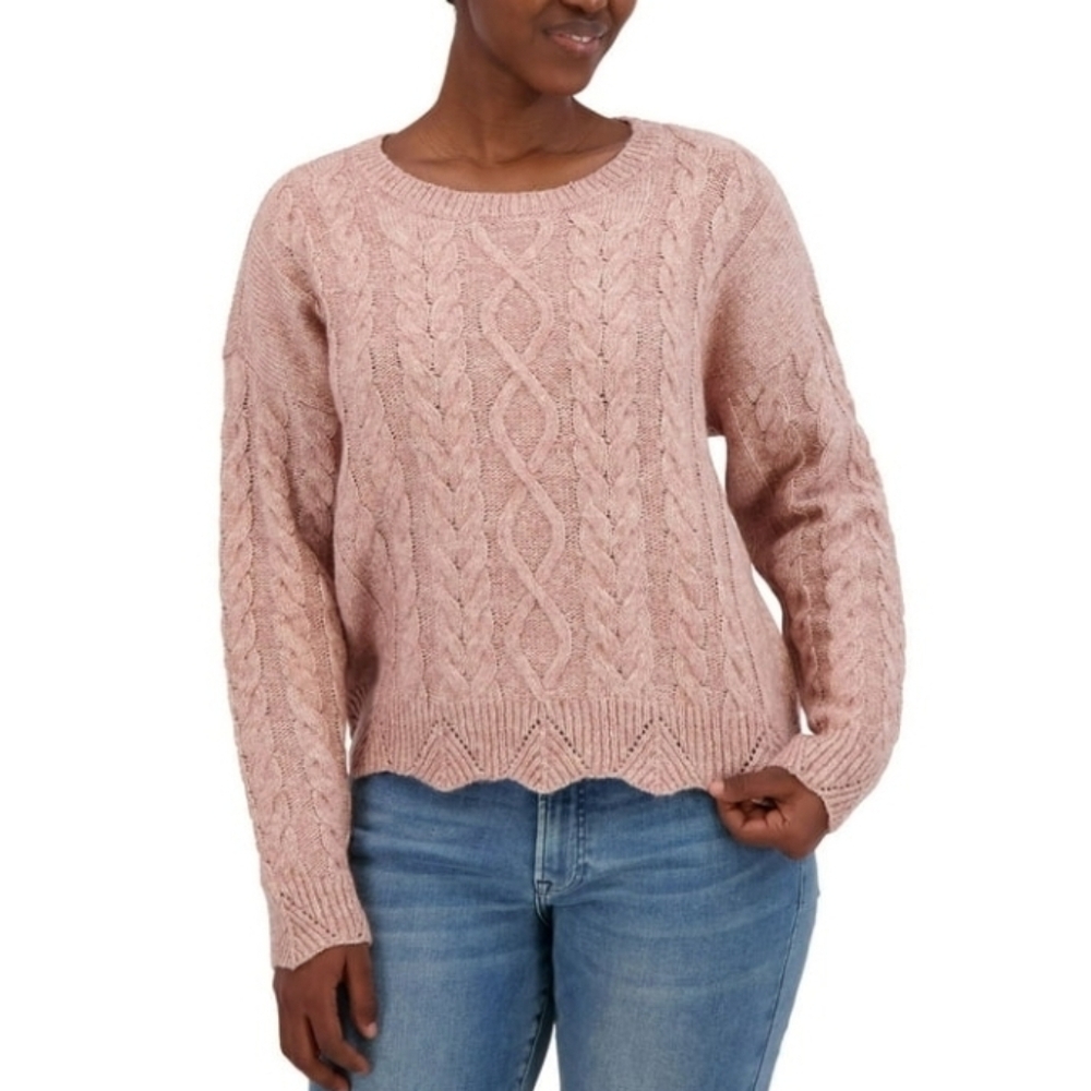 Lucky Brand XXL Women's Pink Cable Knit Sweater - Picture 3 of 13